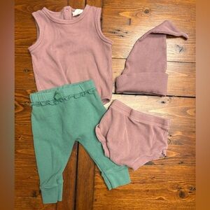 Oliver Rain & Spearmint Love 4pc Waffle Cotton Bundle Set Sz 3-6m